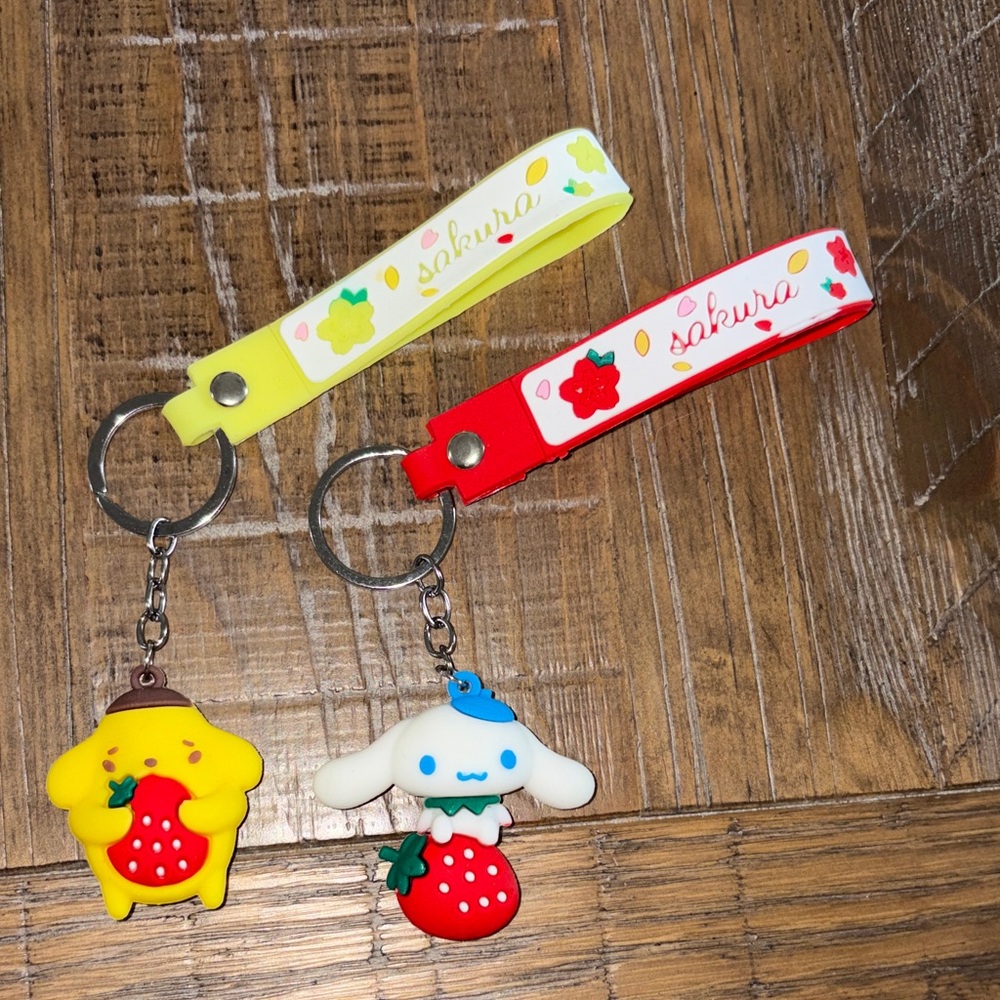 Cinnamoroll and Pompompurin key chains
